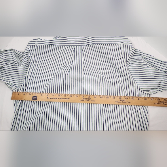 VTG Polo Ralph Lauren Custom Fit Shirt Mens 16 1/2 33/35 Striped Green White Blu - Picture 8 of 13